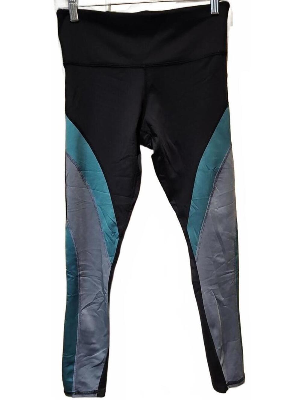 Noli Black w/Stripes Compression Yoga Active Leggings Made in USA in size M